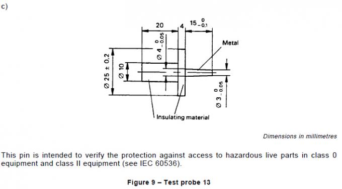 Σχήμα 9 κοντή καρφίτσα 0 ελέγχων IEC61032 δοκιμής ασφάλειας ελέγχων δοκιμής δάχτυλων Probe13 δοκιμής