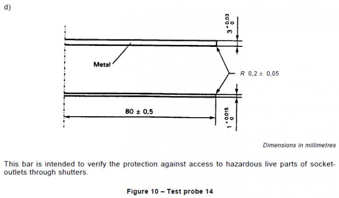 IEC61032 σχήμα 10 έλεγχος 14 δάχτυλων δοκιμής φραγμός δοκιμής με τη νάυλον λαβή 1