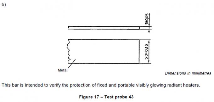 IEC61032 σχήμα 17 φραγμός 43 δοκιμής έλεγχος δάχτυλων δοκιμής, έλεγχος 43 0 δοκιμής